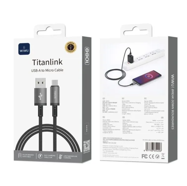 Wiwu WI-C054 Titanlink USB To Type-C Cable 1m